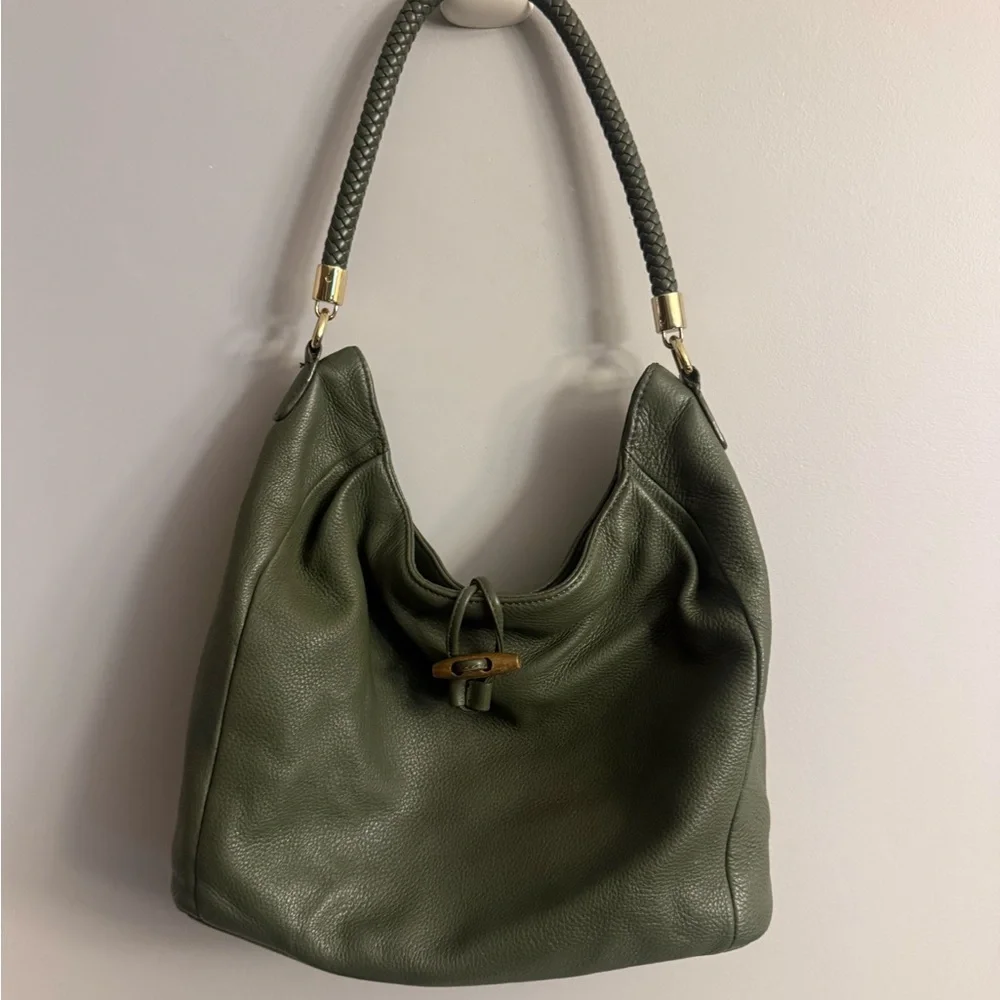 Talbots Olive Green Leather Hobo Shoulder Bag